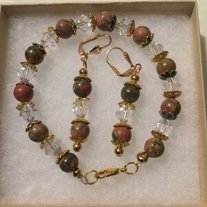 Handmade Beaded Wire Bracelet and Earrings set by Unique By Faith®. New